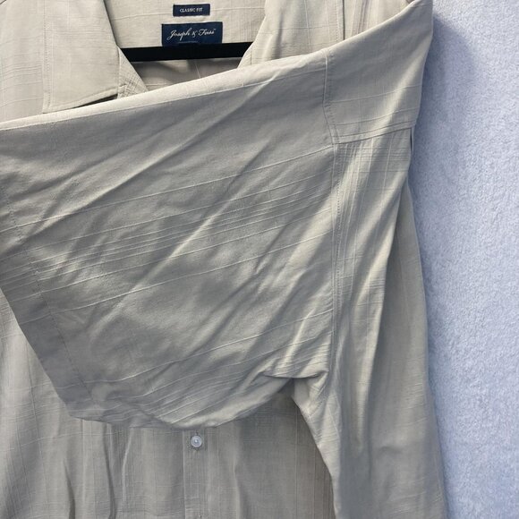 NWT Joseph & Feiss 100% Silk Button Up Shirt Mens 3XL Beige Classic Short Sleeve - Picture 8 of 13